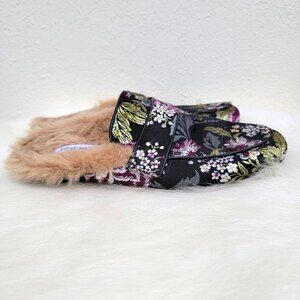 steve madden kaden faux fur embroidered slip on shoes size 7.5.